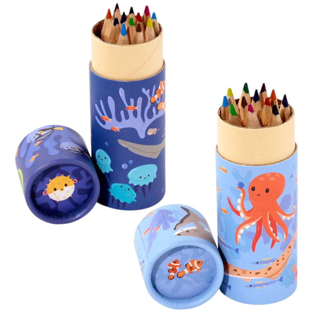 Under the Sea | Tube of Pencil Crayons for Kids | Single | Cracker Filler