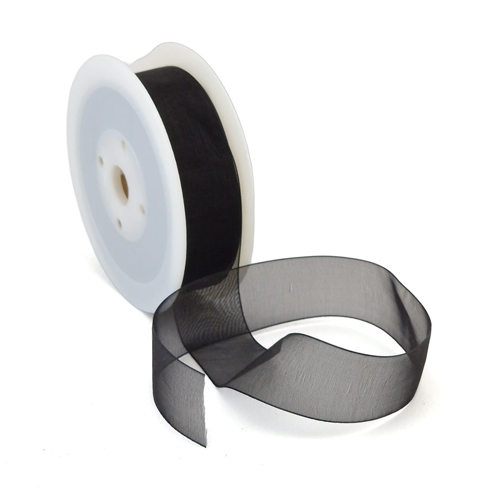 40mm or 25mm Organza Ribbon | Woven Edged | 25m Roll | Choice of Colours