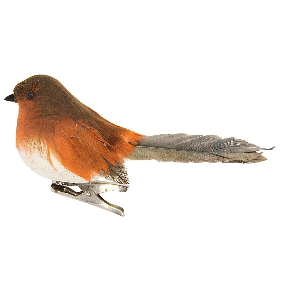 Feather Robin | Clip on Christmas Tree Decoration | 11cm Long | Wreath Making