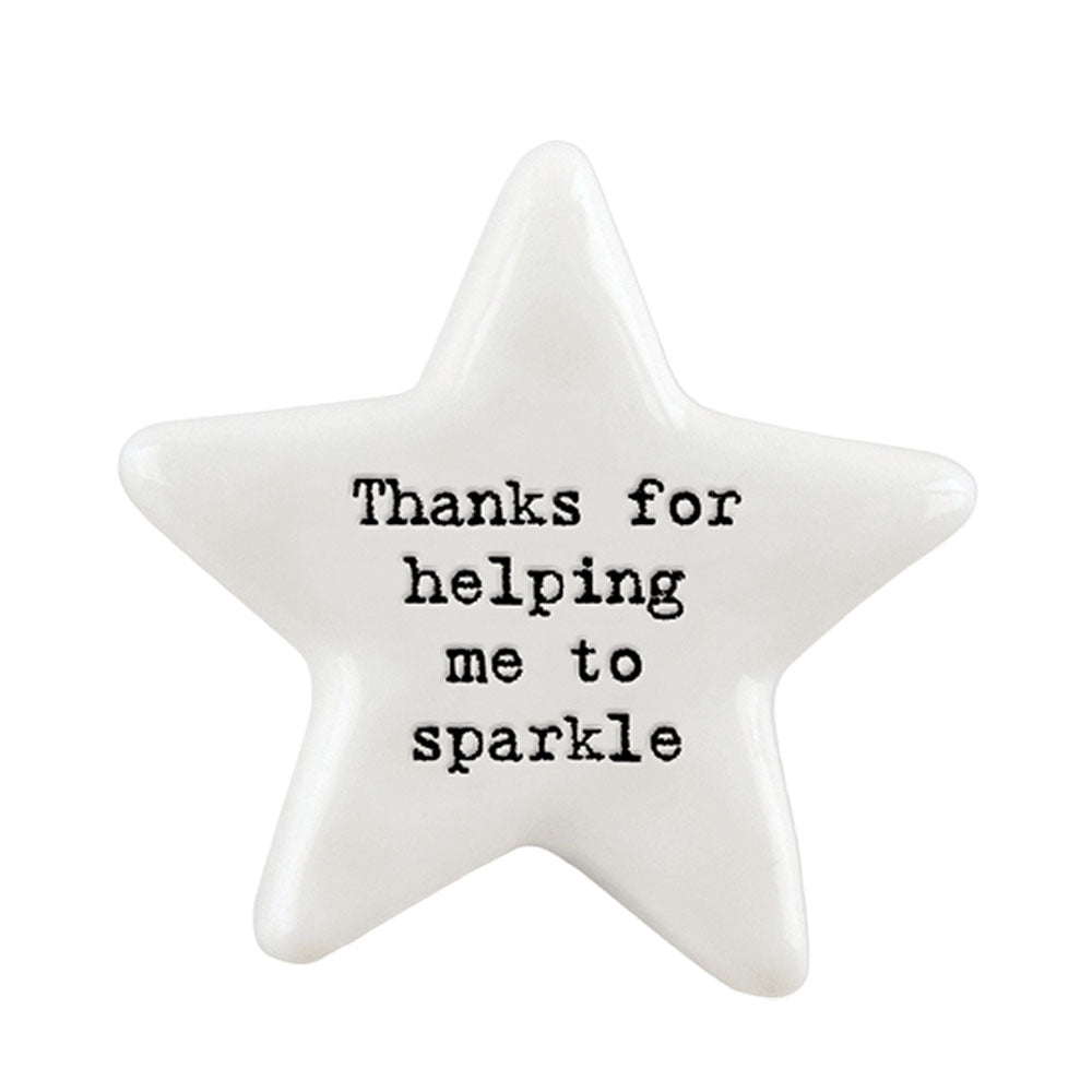 Thanks for Helping Me Sparkle | Porcelain Star Token | Mini Cracker Filler