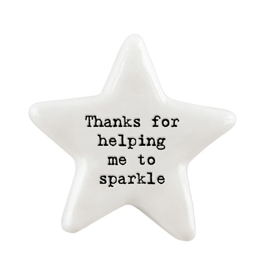 Thanks for Helping Me Sparkle | Porcelain Star Token | Mini Cracker Filler