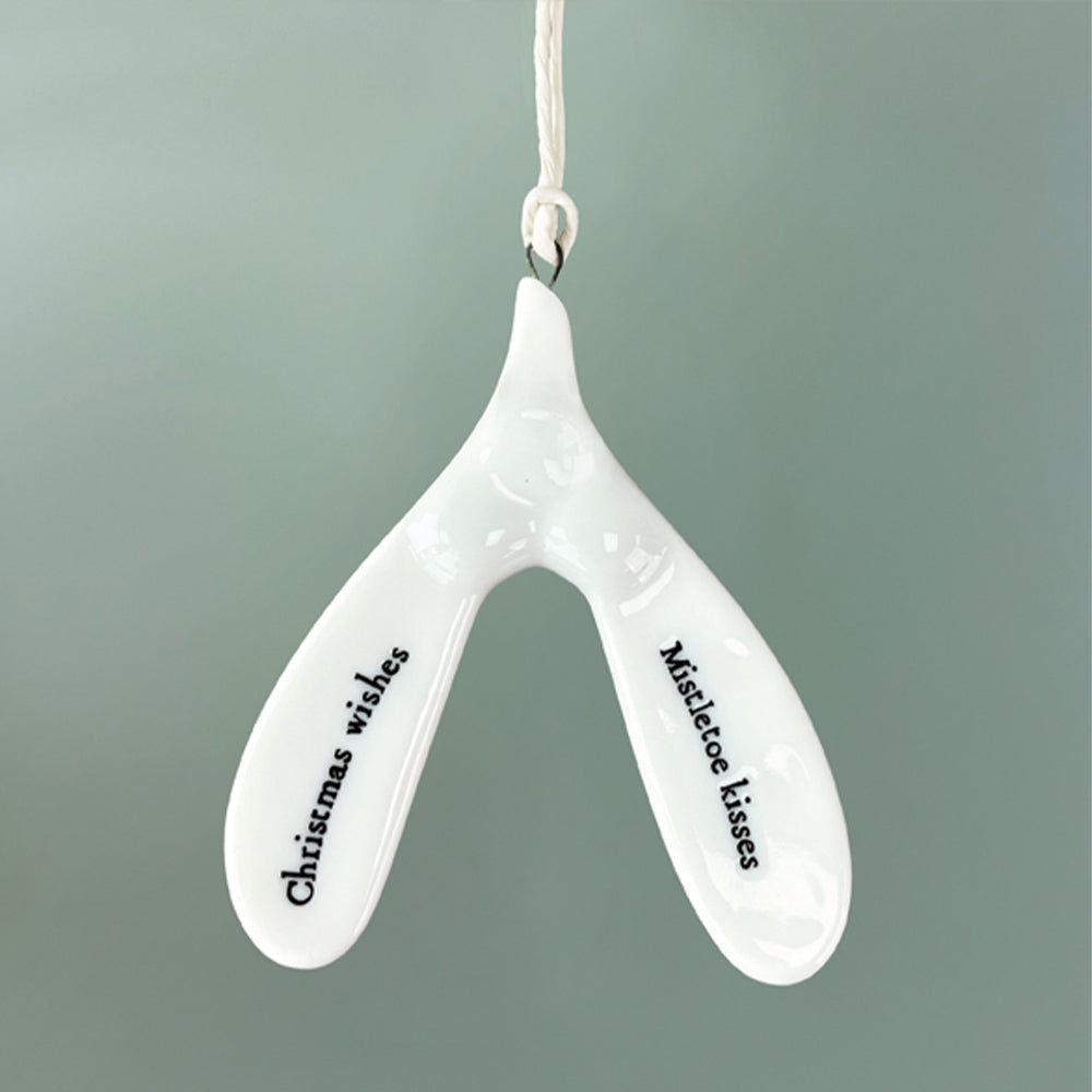 Christmas Wishes - Mistletoe Kisses | Porcelain Ornament | Cracker Filler Gift
