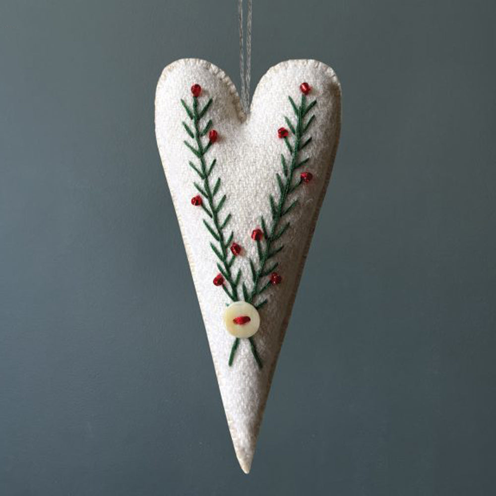 Embroidered Scandi Folk Art Heart | Felt Decoration | Cracker Filler