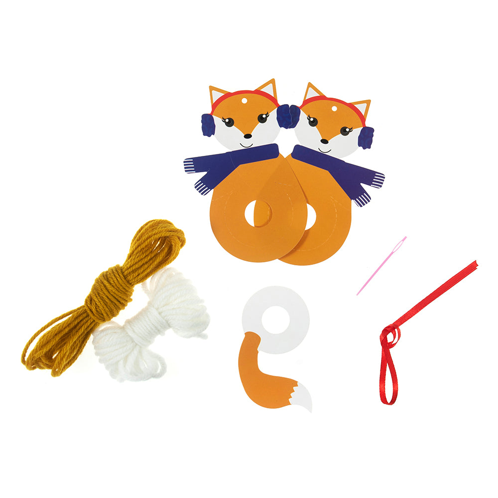 Make Your Own Pom Pom Winter Fox Mini Craft Kit for Kids | Hanging Ornament