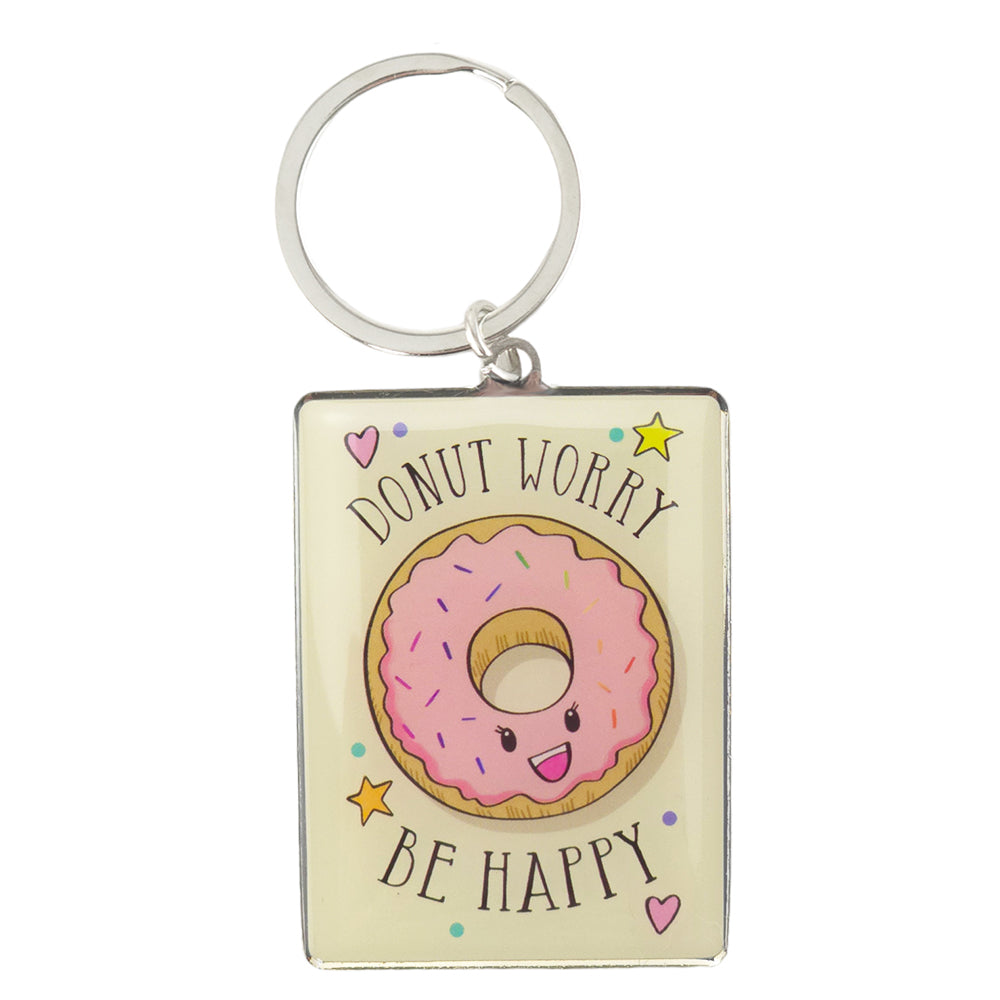 Donut Worry - Be Happy | Metal Keyring | Little Gift | Cracker Filler