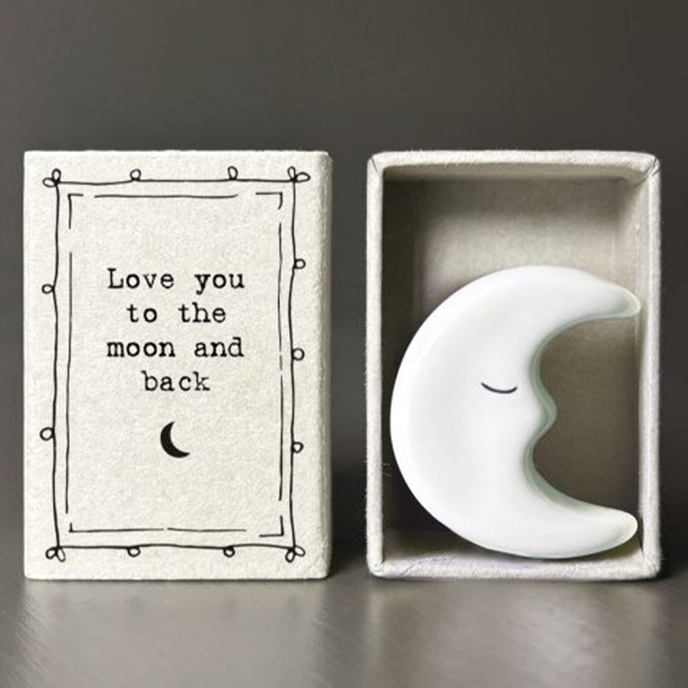 Love You To The Moon & Back Matchbox | Porcelain Moon | Cracker Filler Gift