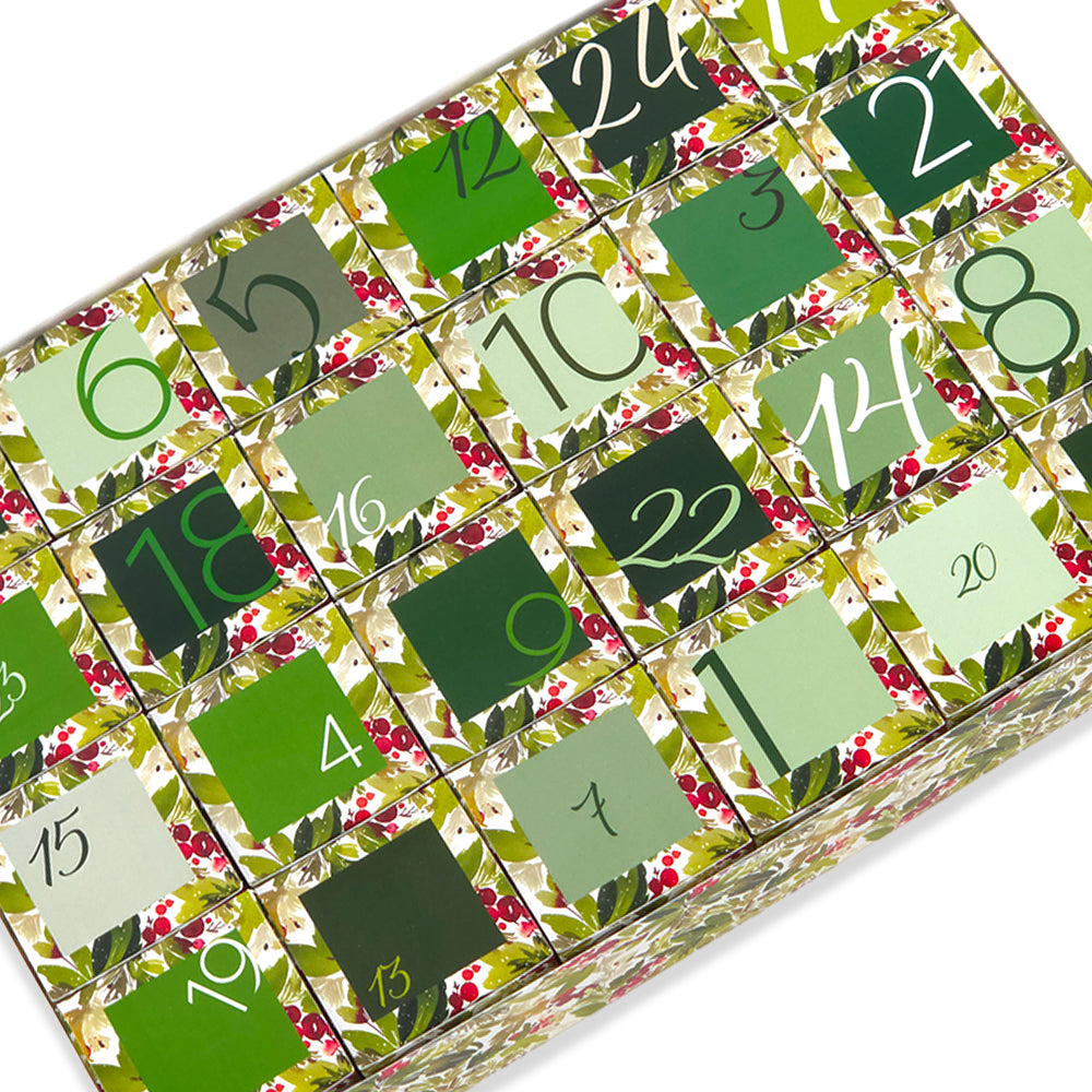 Advent Calendar Making Kit | 24 Cube Boxes & Outer Box | Watercolour Berries