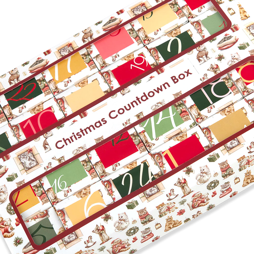 Advent Calendar Making Kit | 24 Cube Boxes & Outer Box | Cute Christmas Cats