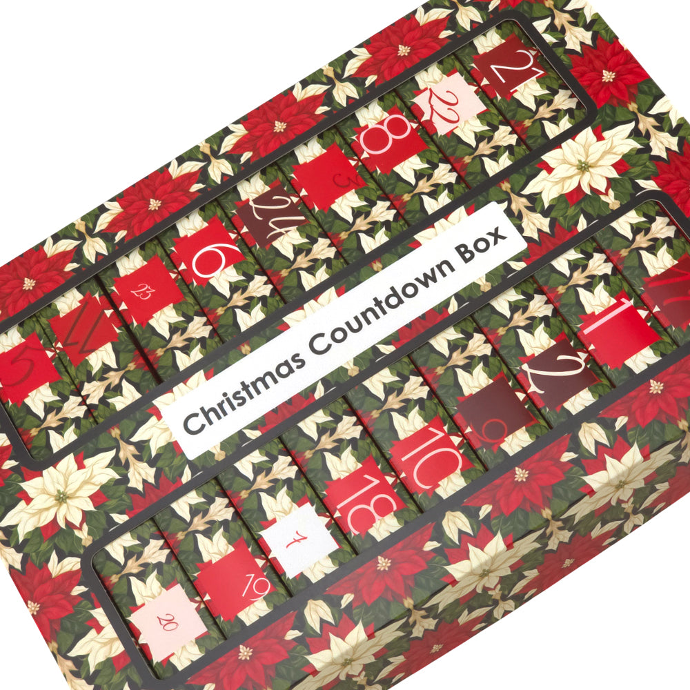 Advent Calendar Making Kit | Cube or Soap Box Style | Abstract Poinsettia