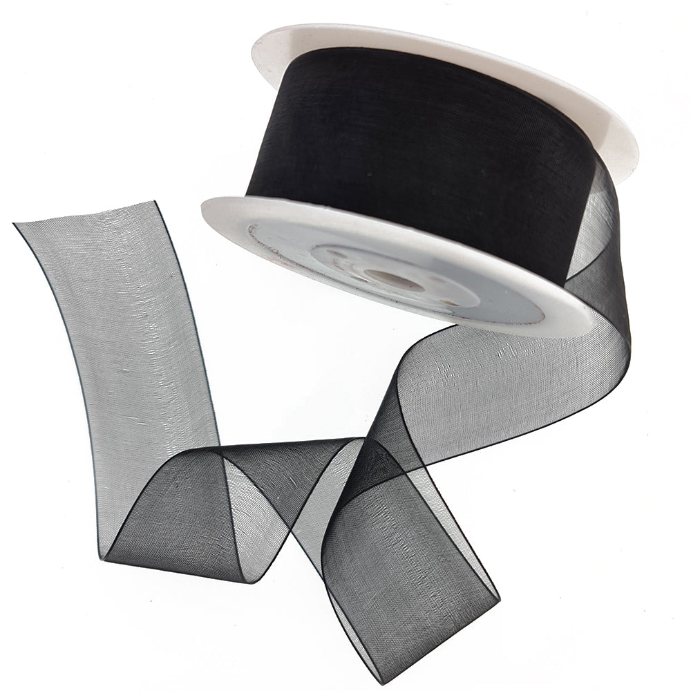 40mm or 25mm Organza Ribbon | Woven Edged | 25m Roll | Choice of Colours