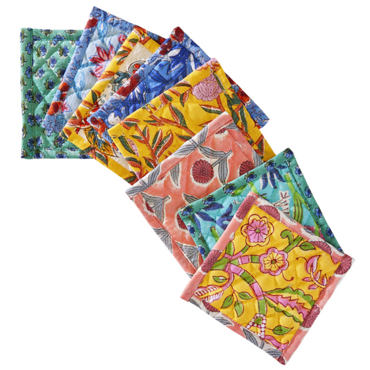 Block Print Quilted Coaster | 11x11cm | Fair Trade | Cracker Filler