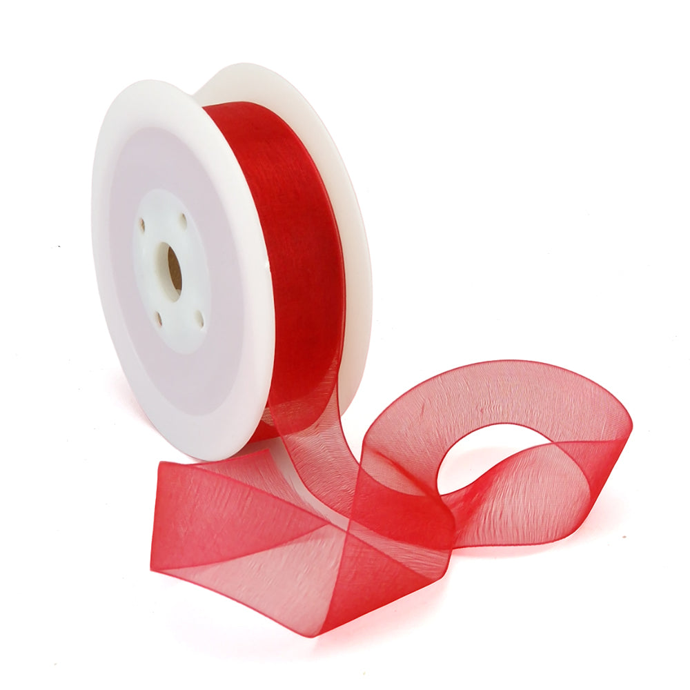 40mm or 25mm Organza Ribbon | Woven Edged | 25m Roll | Choice of Colours