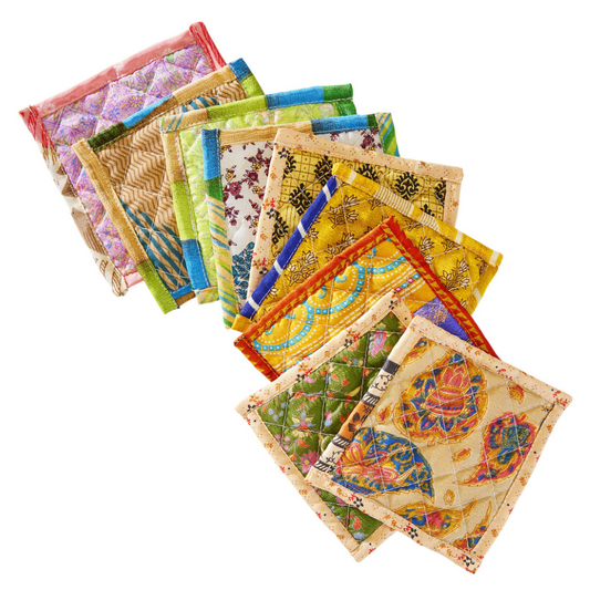 Recycled Sari Quilted Coasters | 11x11cm | Fair Trade | Cracker Filler