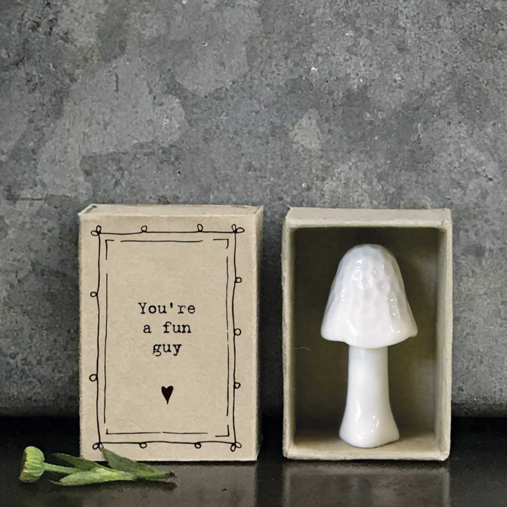 You're a Fun Guy in a Matchbox | Porcelain Mushroom | Cracker Filler Gift