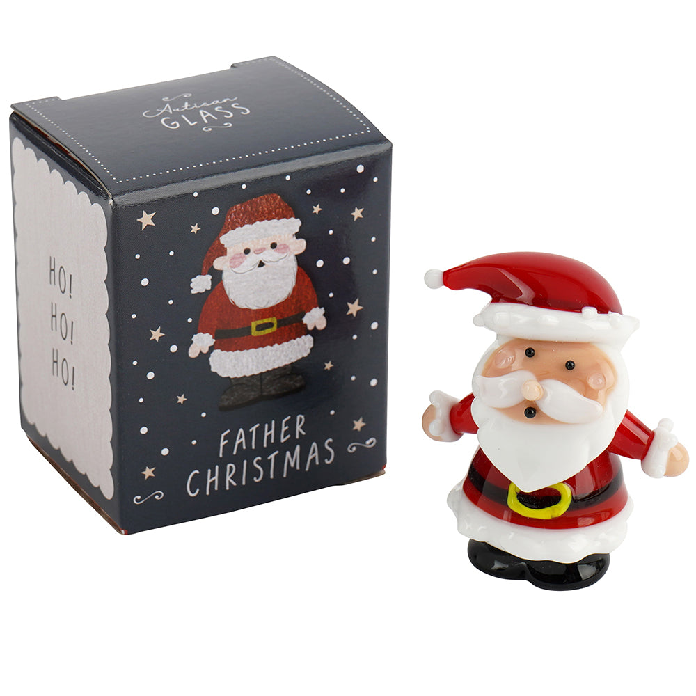 Mini Glass Father Christmas Ornament | Little Gift | Cracker Filler
