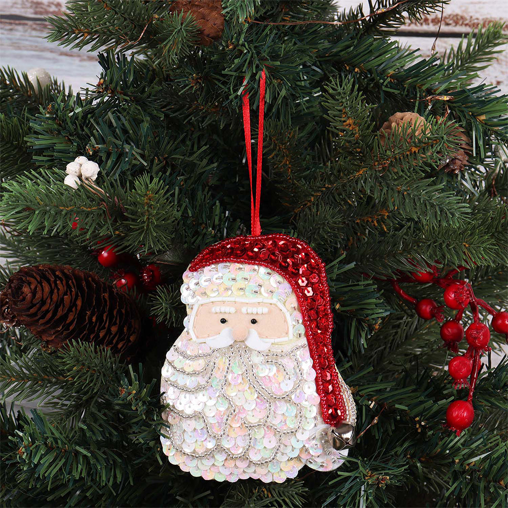 Santa | Felt, Sequin & Bead Sewing Kit | Christmas Ornament Craft