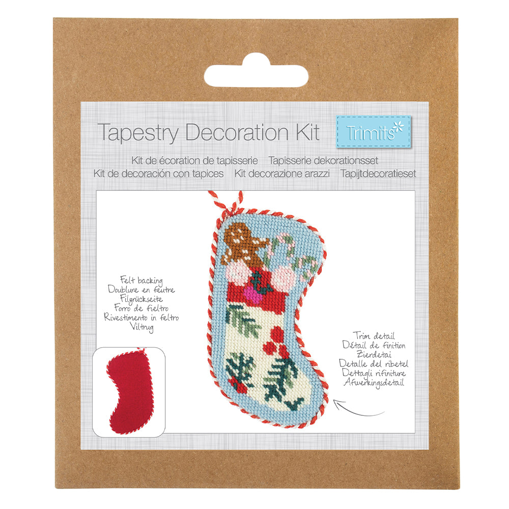 Christmas Stocking Ornament | Half Stitch Tapestry Decoration Kit | 19cm