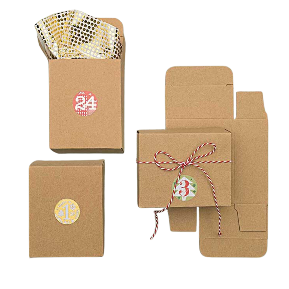 24 Advent Calendar Boxes | 4 x 8 x 10cm | Just Add Numbers | Choice of Designs
