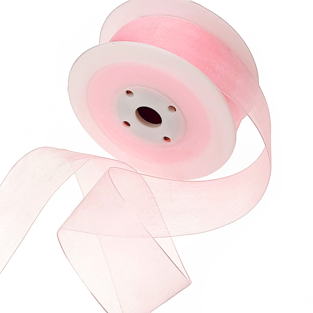 40mm or 25mm Organza Ribbon | Woven Edged | 25m Roll | Choice of Colours