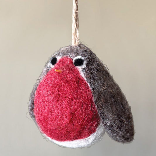 Robin | Needle Felted Hanging Christmas Tree Decoration | 5.5cm Tall