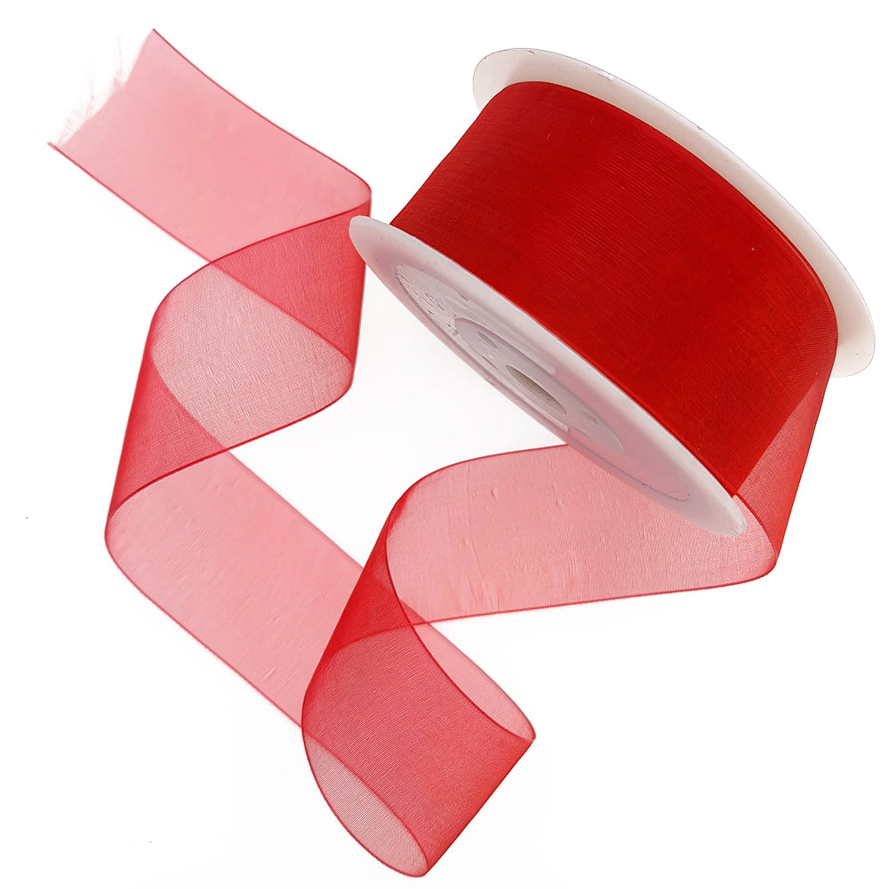 40mm or 25mm Organza Ribbon | Woven Edged | 25m Roll | Choice of Colours