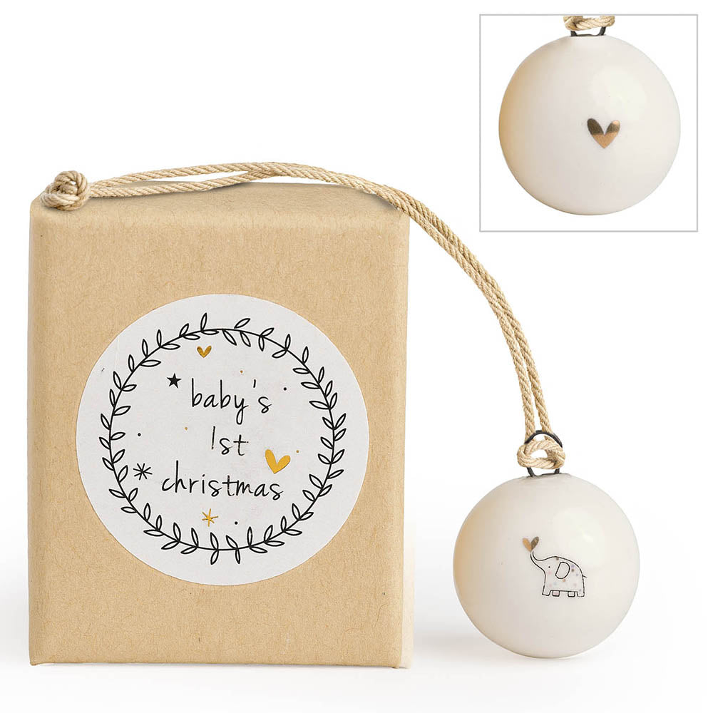 Baby's 1st Christmas | Tiny Boxed Ceramic Bauble | Cracker Filler Gift