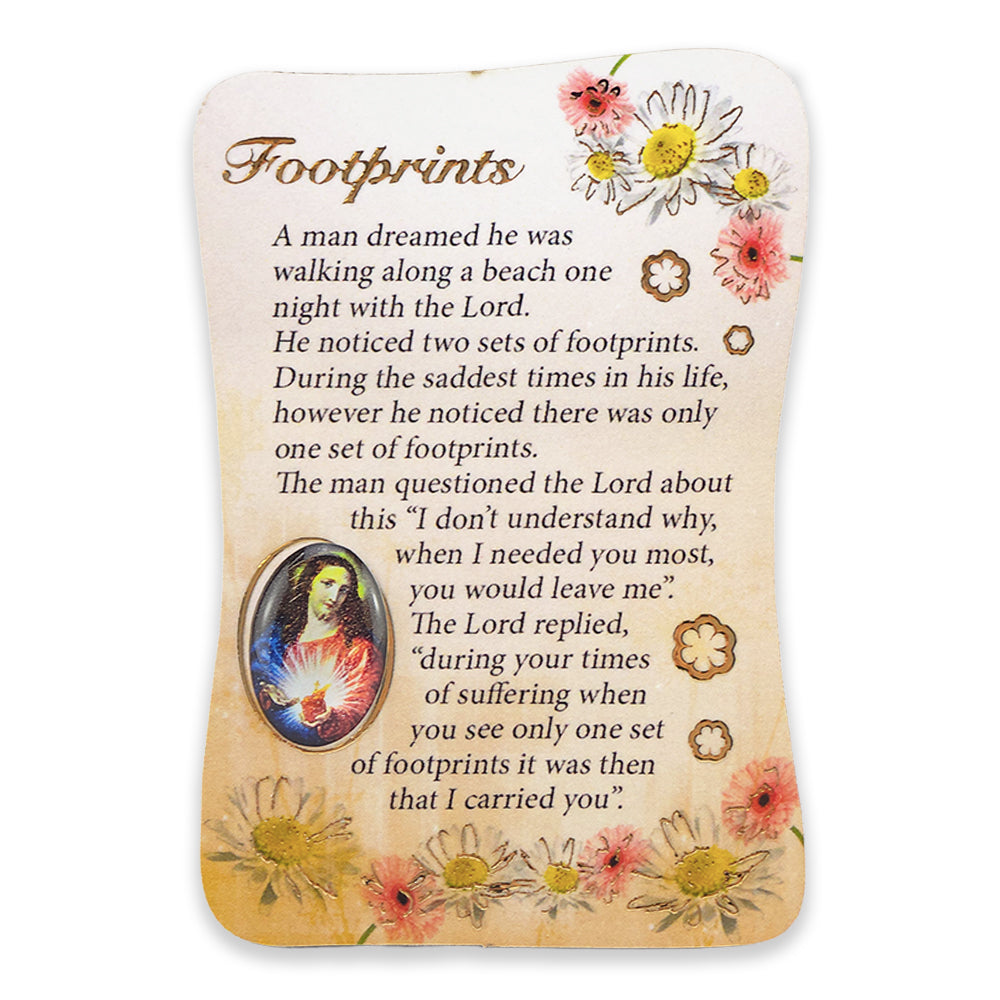 Footprints | Wood Plaque Style Fridge Magnet | Christian Gift | Cracker Filler
