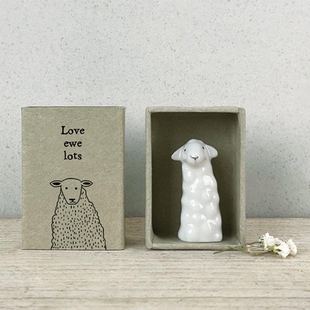 Love Ewe Lots | Porcelain Sheep in a Matchbox | Cracker Filler | Little Gift