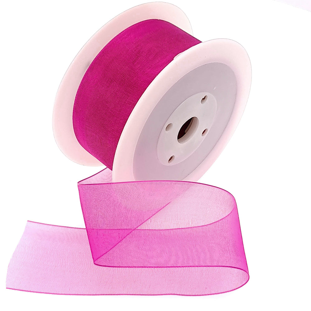 40mm or 25mm Organza Ribbon | Woven Edged | 25m Roll | Choice of Colours