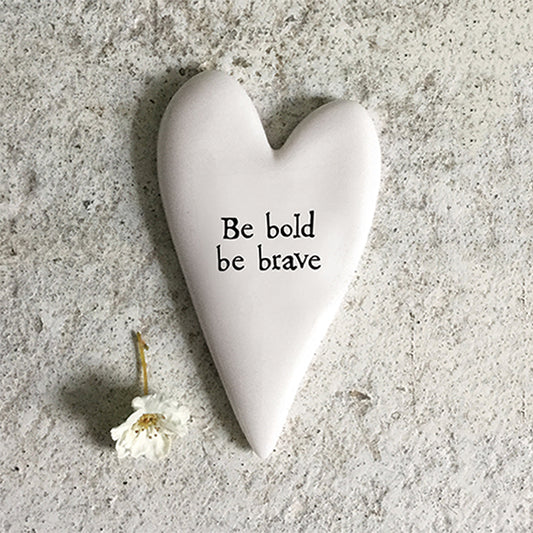 Be Bold Be Brave | Little Porcelain Heart Token | Little Gift | Cracker Filler