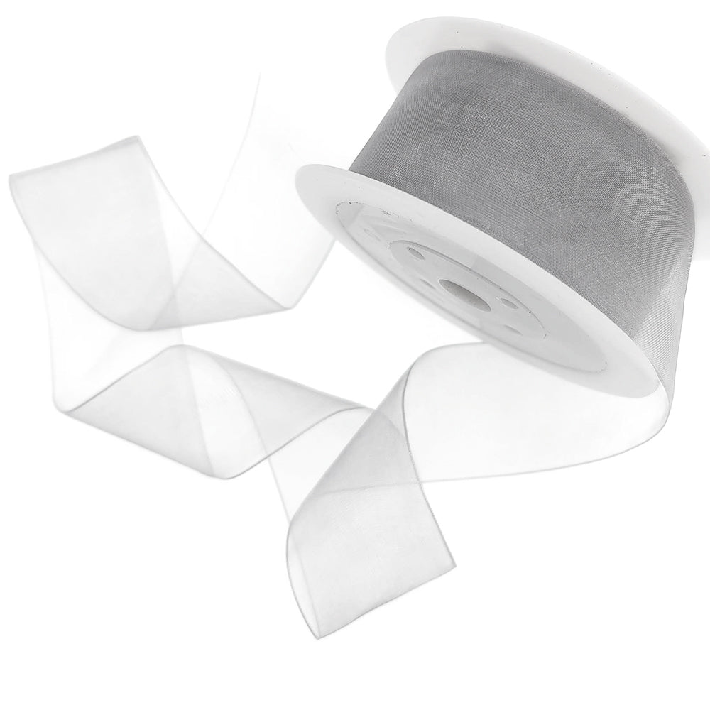 40mm or 25mm Organza Ribbon | Woven Edged | 25m Roll | Choice of Colours