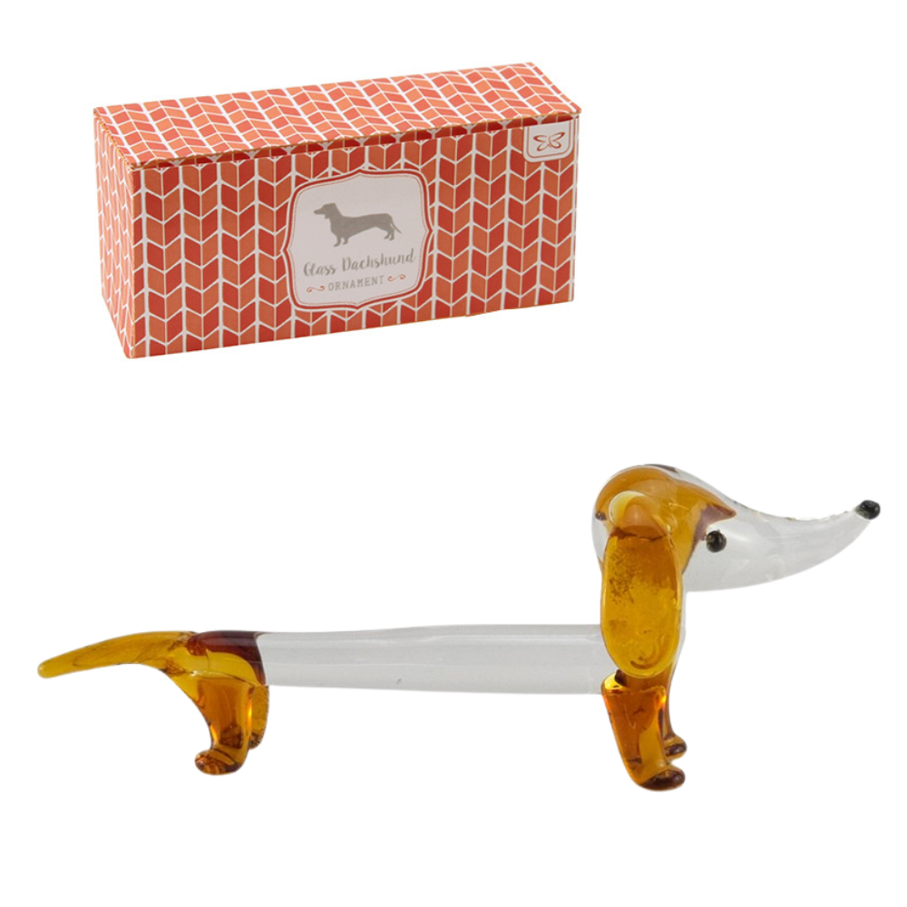 Cute Dachshund | Mini Glass Sausage Dog Ornament | Cracker Filler | Little Gift
