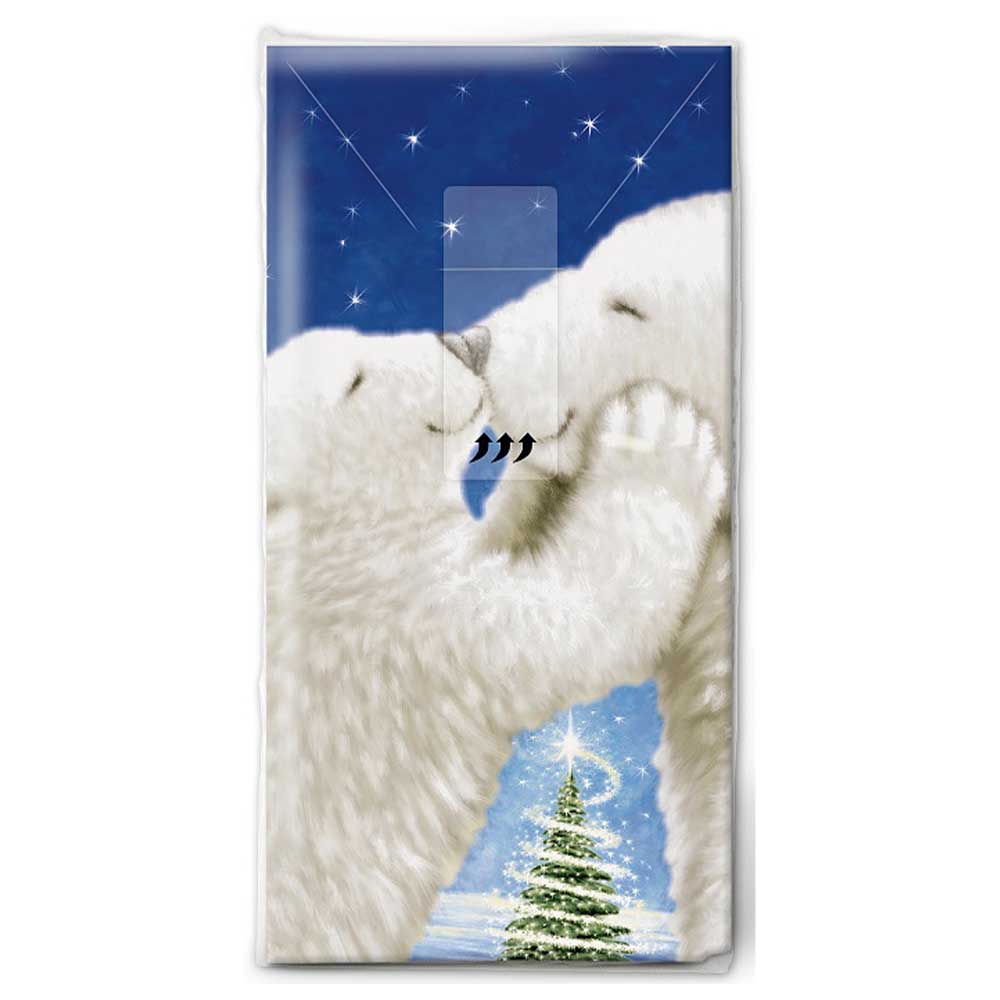Polar Bear Christmas Kiss | Pocket Size Tissue Pack | Little Gift Cracker Filler