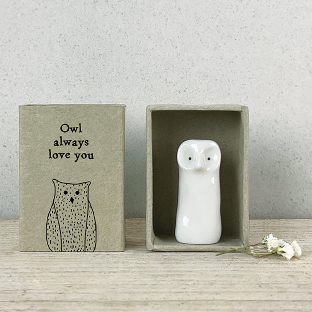 Owl Always Love You | Porcelain Owl in a Matchbox | Cracker Filler | Little Gift