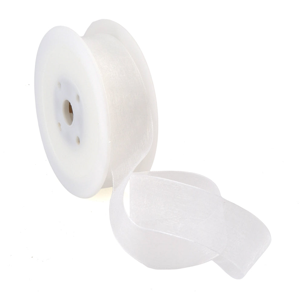 40mm or 25mm Organza Ribbon | Woven Edged | 25m Roll | Choice of Colours