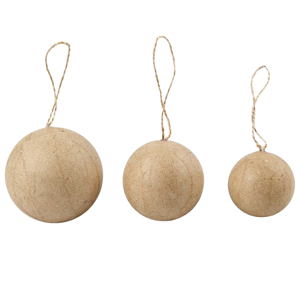 Assorted Paper Mache Christmas Baubles | Craft to Decorate | 4 to 6cm