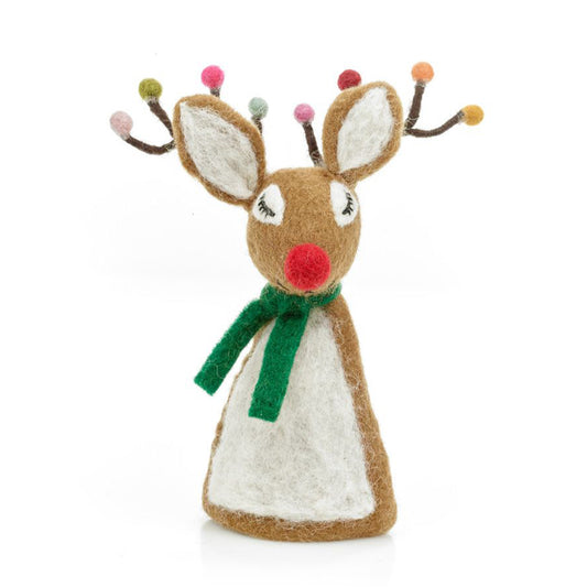Fun Rudolph | Handmade Felt Christmas Tree Topper | 18cm Tall | Fairtrade Felt