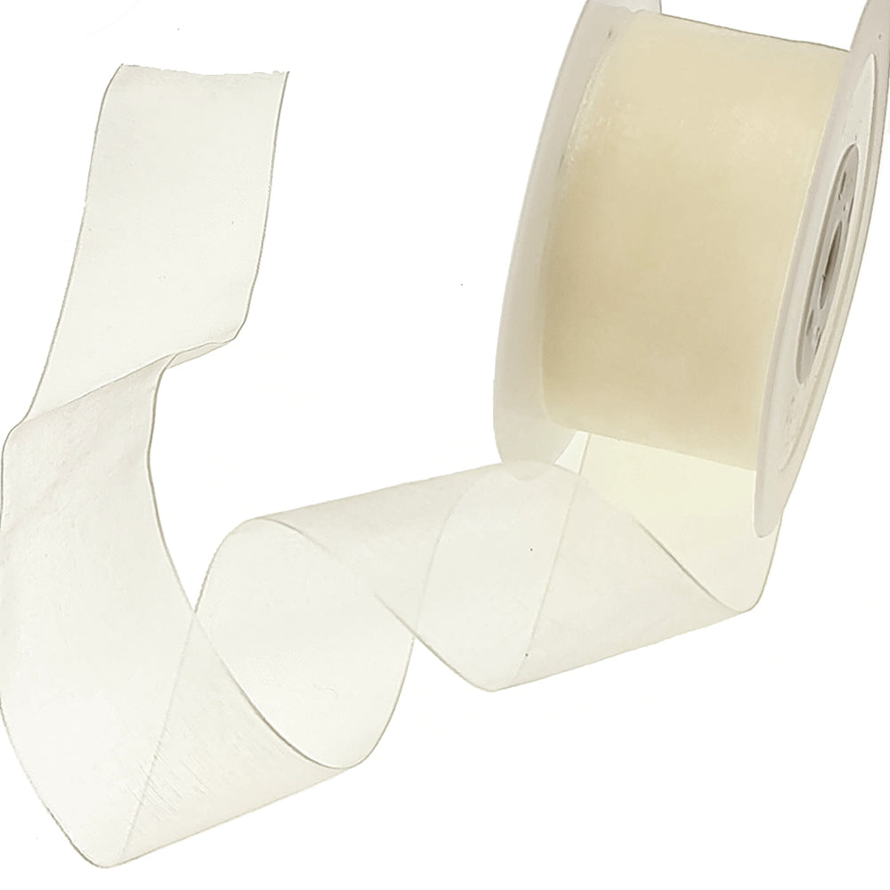 40mm or 25mm Organza Ribbon | Woven Edged | 25m Roll | Choice of Colours