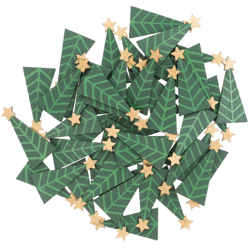 Christmas Trees | Wooden Papercraft Embellishments | 3.5cm Tall | 48 Pieces