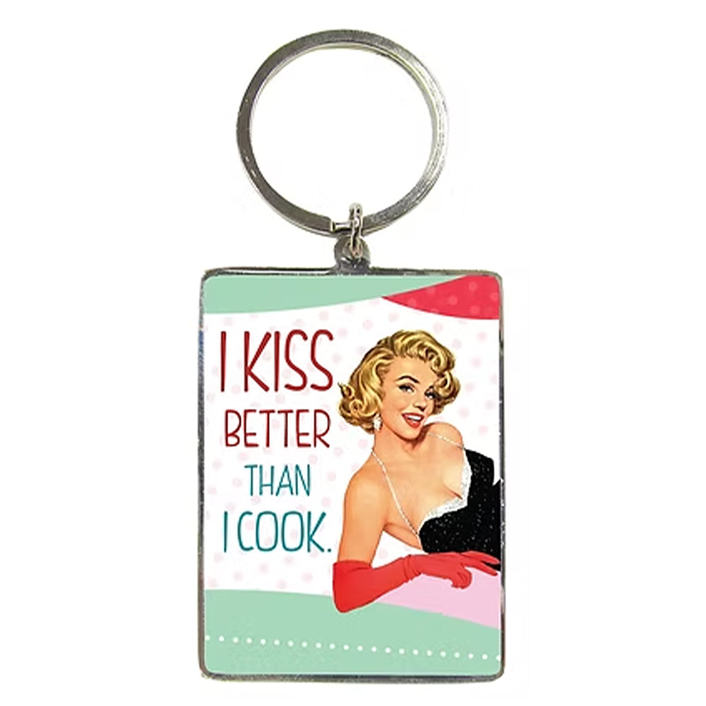 I Kiss Better Than I Cook | Ladies Retro Style Keyring | Cracker Filler