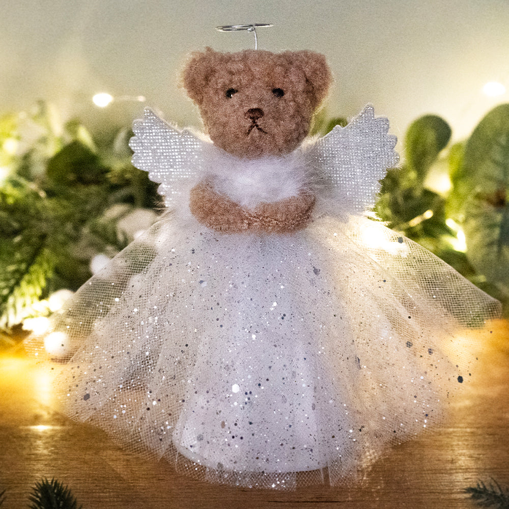 Silver | Teddy Bear Angel | Christmas Tree Topper | 17cm Tall
