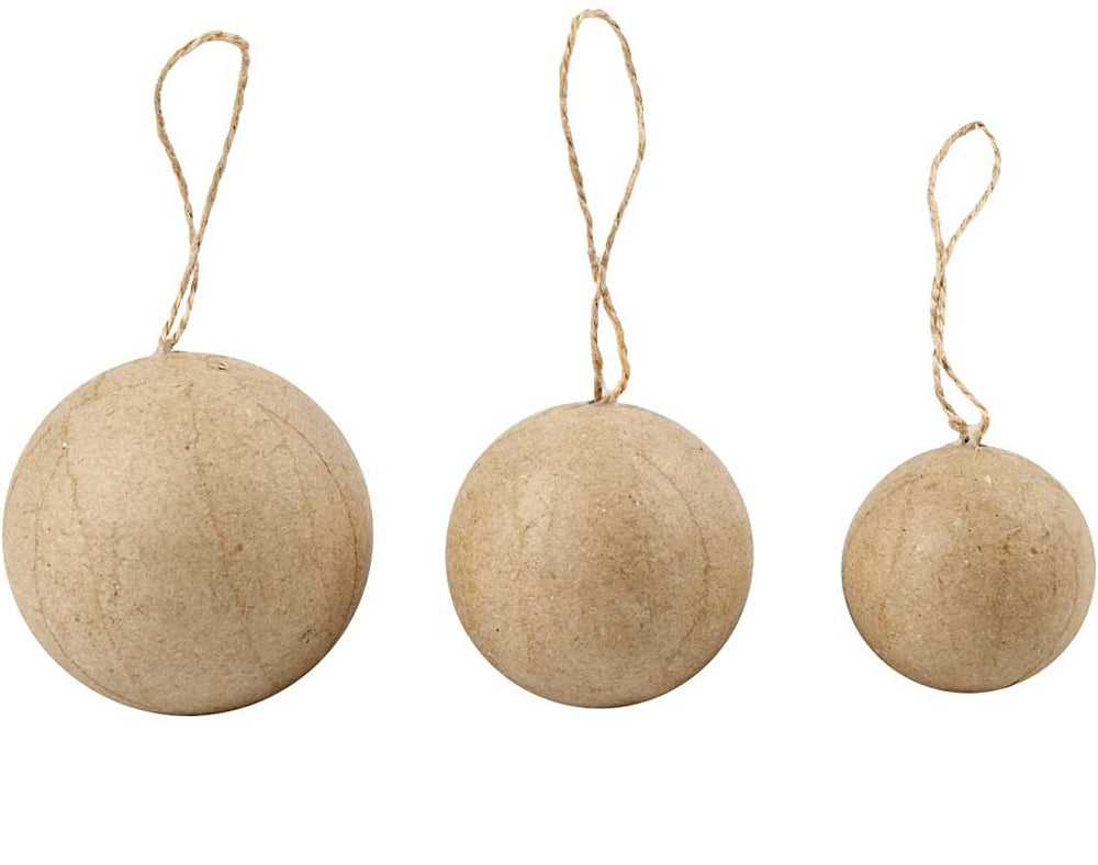 105 Assorted Paper Mache Christmas Baubles | Craft to Decorate | 4 to 6cm