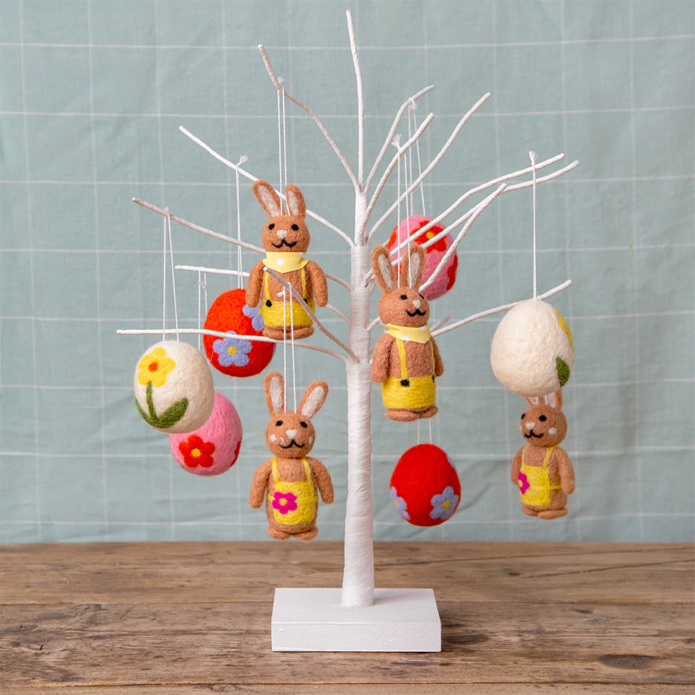 Pair of Felted Easter Bunny Ornaments | Easter Tree Decoration
