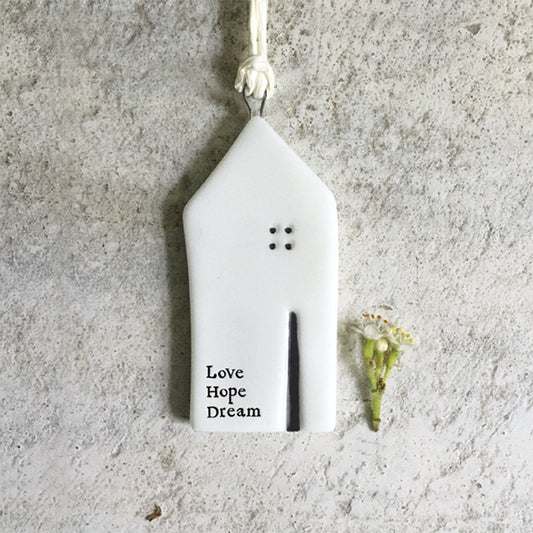 Love Hope Dream | Small Hanging Porcelain Ornament | Cracker Filler Gift
