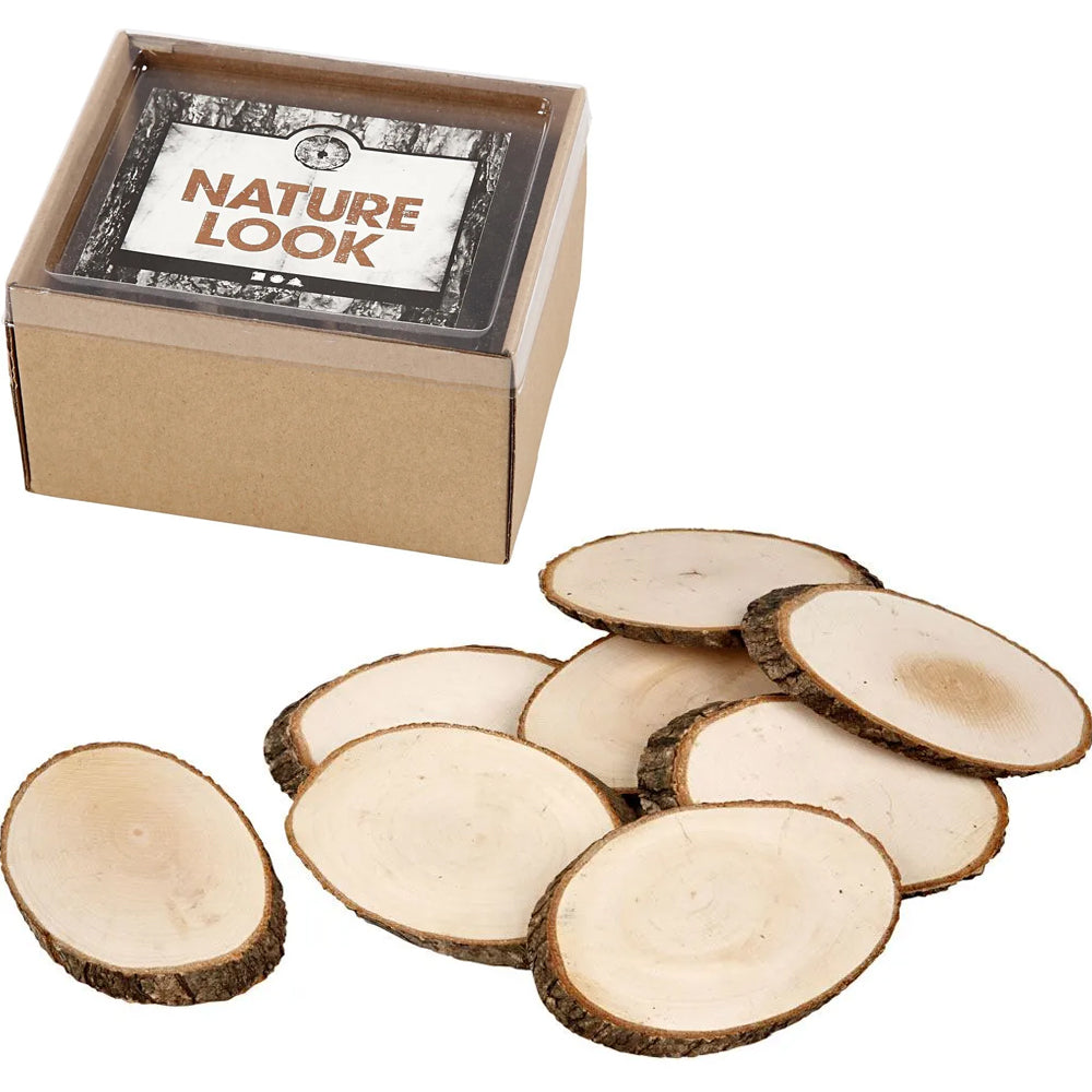 12 Pack 12.5cm Oval Natural Wood Slices for Floristry Crafts