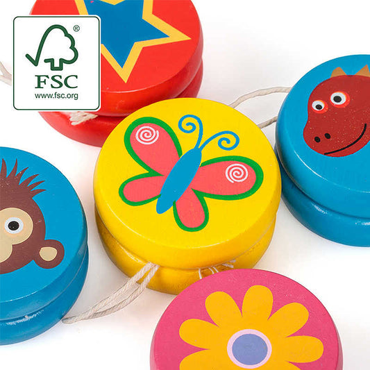 Mini Colourful Wooden Yo-Yo for Kids | Single | Little Gift | Cracker Filler