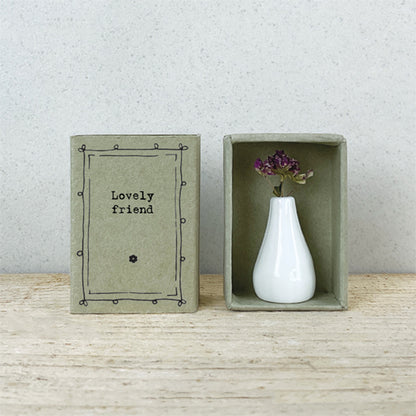 Lovely Friend | Mini Vase in a Matchbox | Little Gift | Cracker Filler