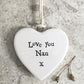Love You Nan Heart | Little Porcelain Ornament | Cracker Filler | Little Gift