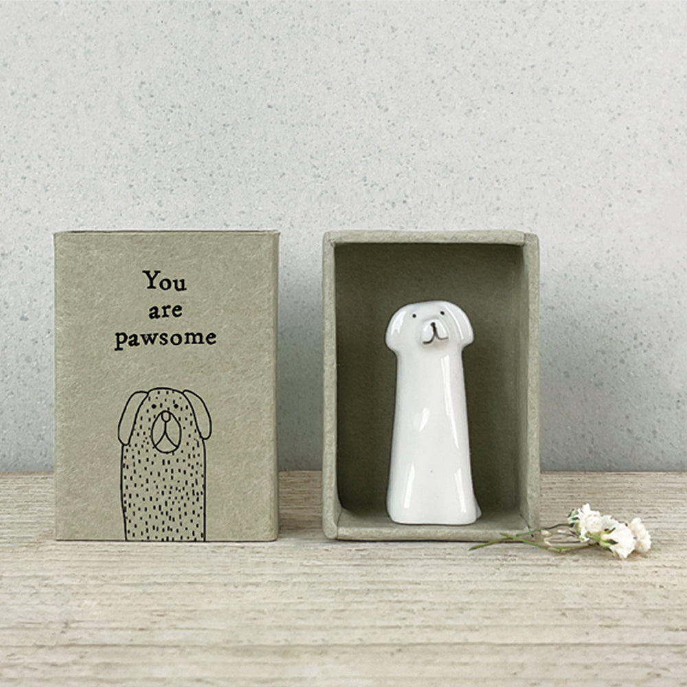 You are Pawsome | Ceramic Dog in a Matchbox | Cracker Filler | Mini Gift