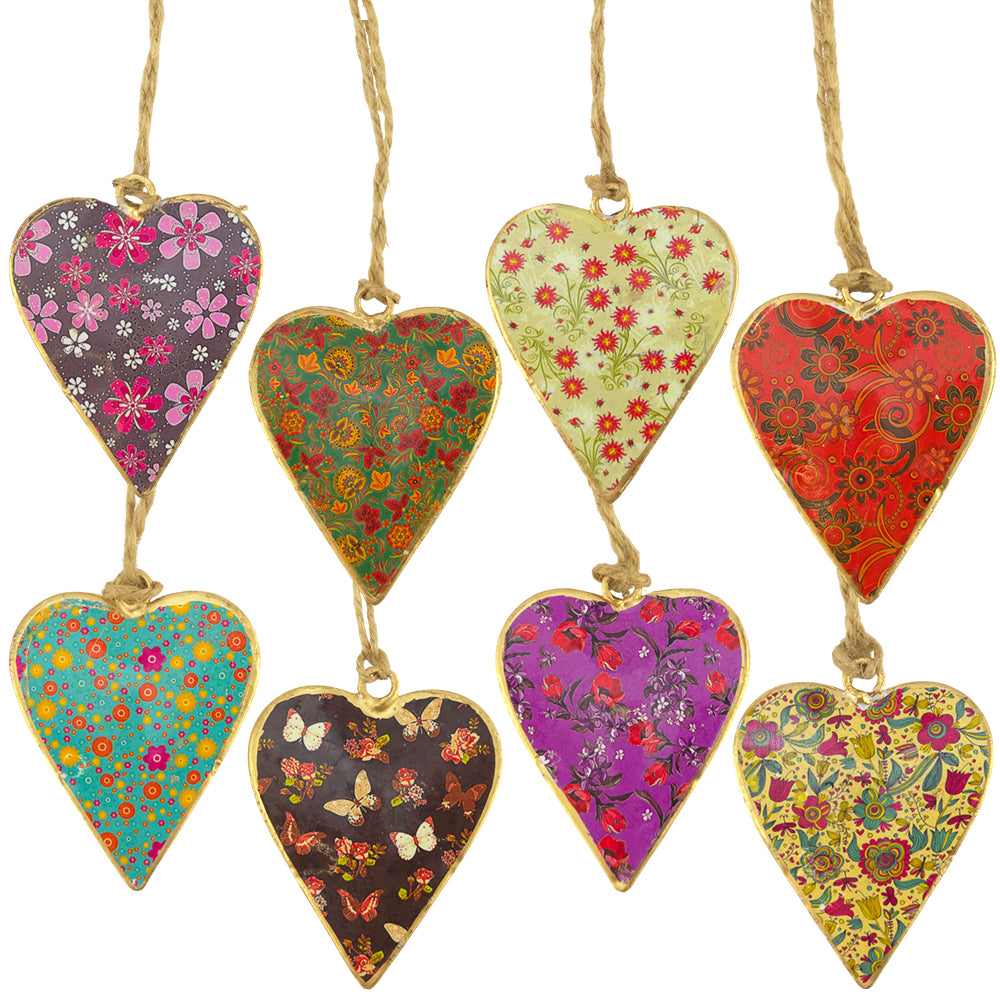 Pretty Tinware Hanging Heart | Single | 6cm Tall | Fair Trade | Cracker Filler